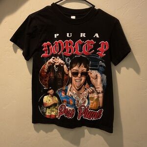 Black Graphic Kids Tee with Red Accents